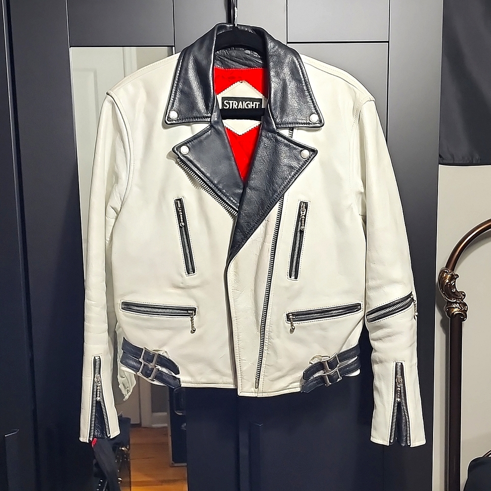 Straight To Hell Leather Jacket White